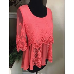 BKE Boutique Pieced Lace Top
